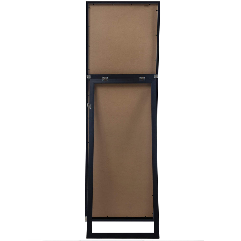 Everly Hart Collection 17.5" x 58" Framed Black Floor Free Standing Mirror wi...