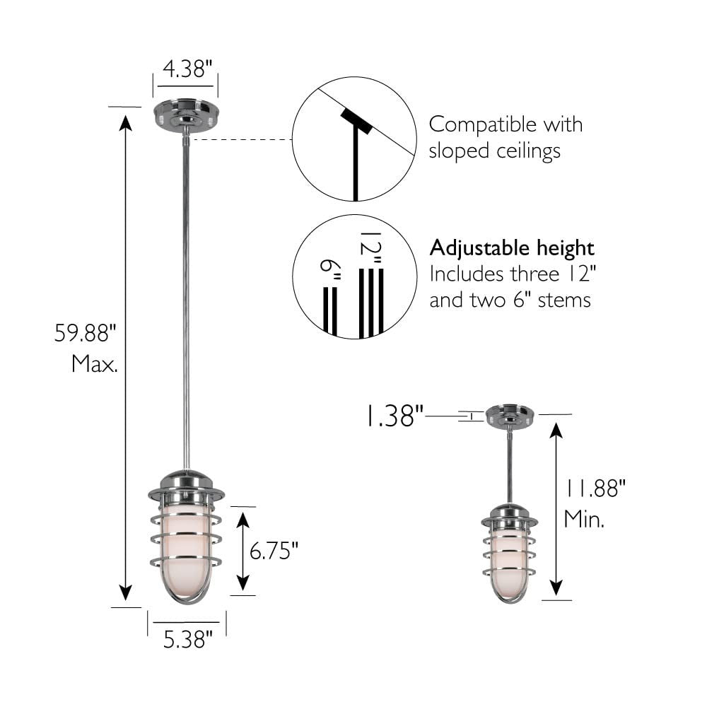 Design House 588962-PC Seaton Classic Industrial 1-Light Indoor Dimmable Pendant