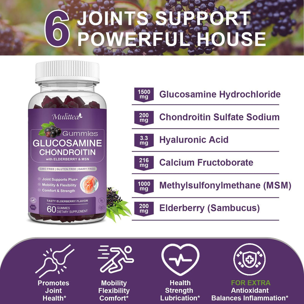 Mulittea Glucosamine Chondroitin Gummies - Extra Strength Joint Support