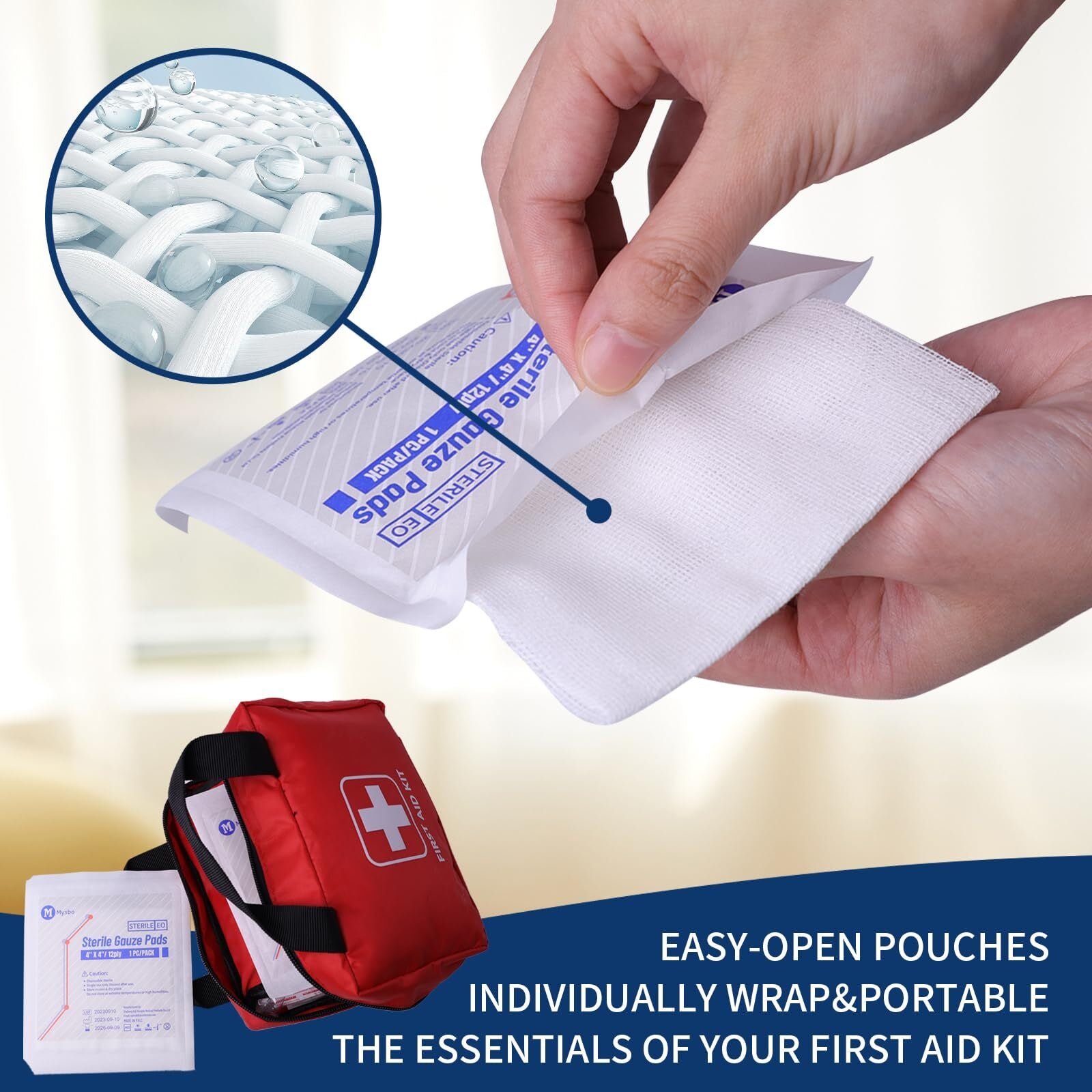 First Aid Sterile Woven Gauze Pads 4” x 4” for Wound Dressing|Pack of