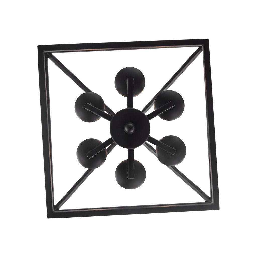 TRANS GLOBE Imports 10266 BK/BN Transitional Six Light Pendant in Black Finish,