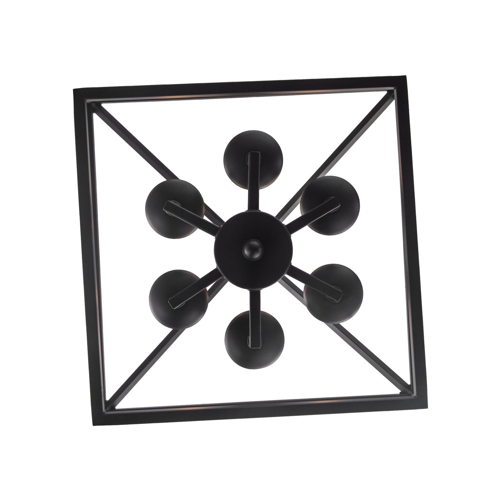 TRANS GLOBE Imports 10266 BK/BN Transitional Six Light Pendant in Black Finish,