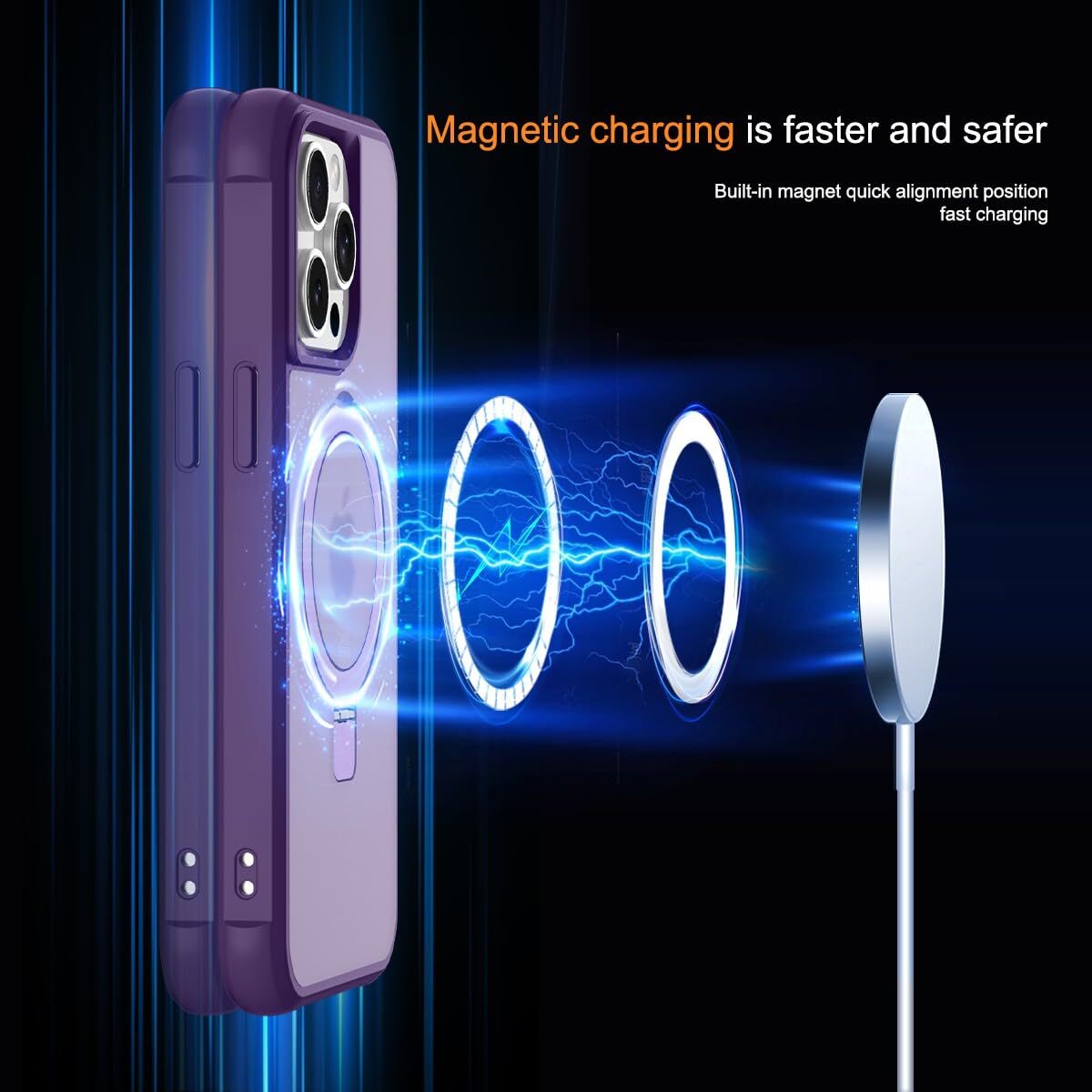 CHAOFEnG Magnetic Compatible with iPhone 15 Pro Max Case with Stand [Military