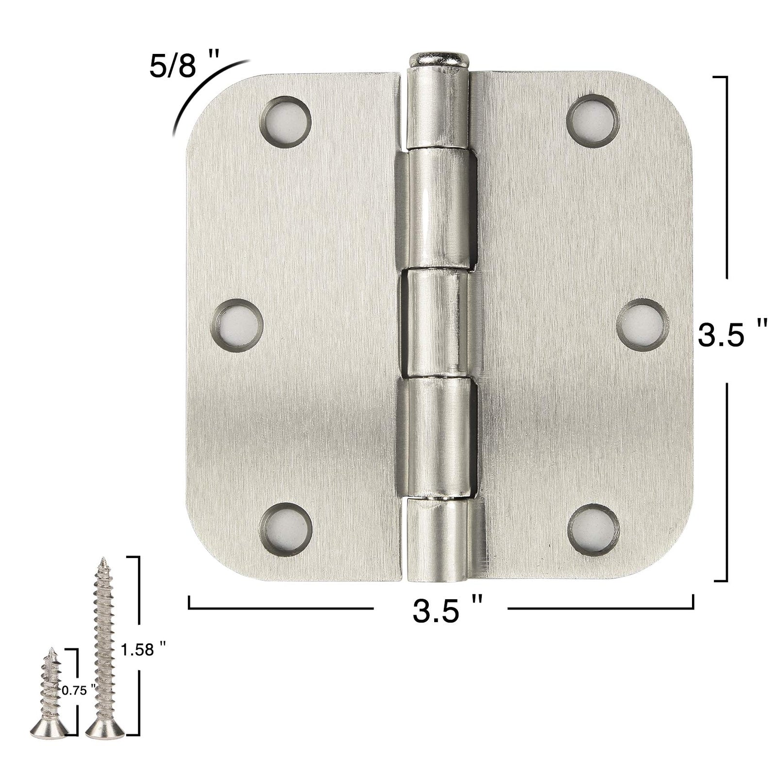 12 Pack Nickel Door Hinges Brushed Nickel Hinges for Doors 3 1/2 Interior Doo...