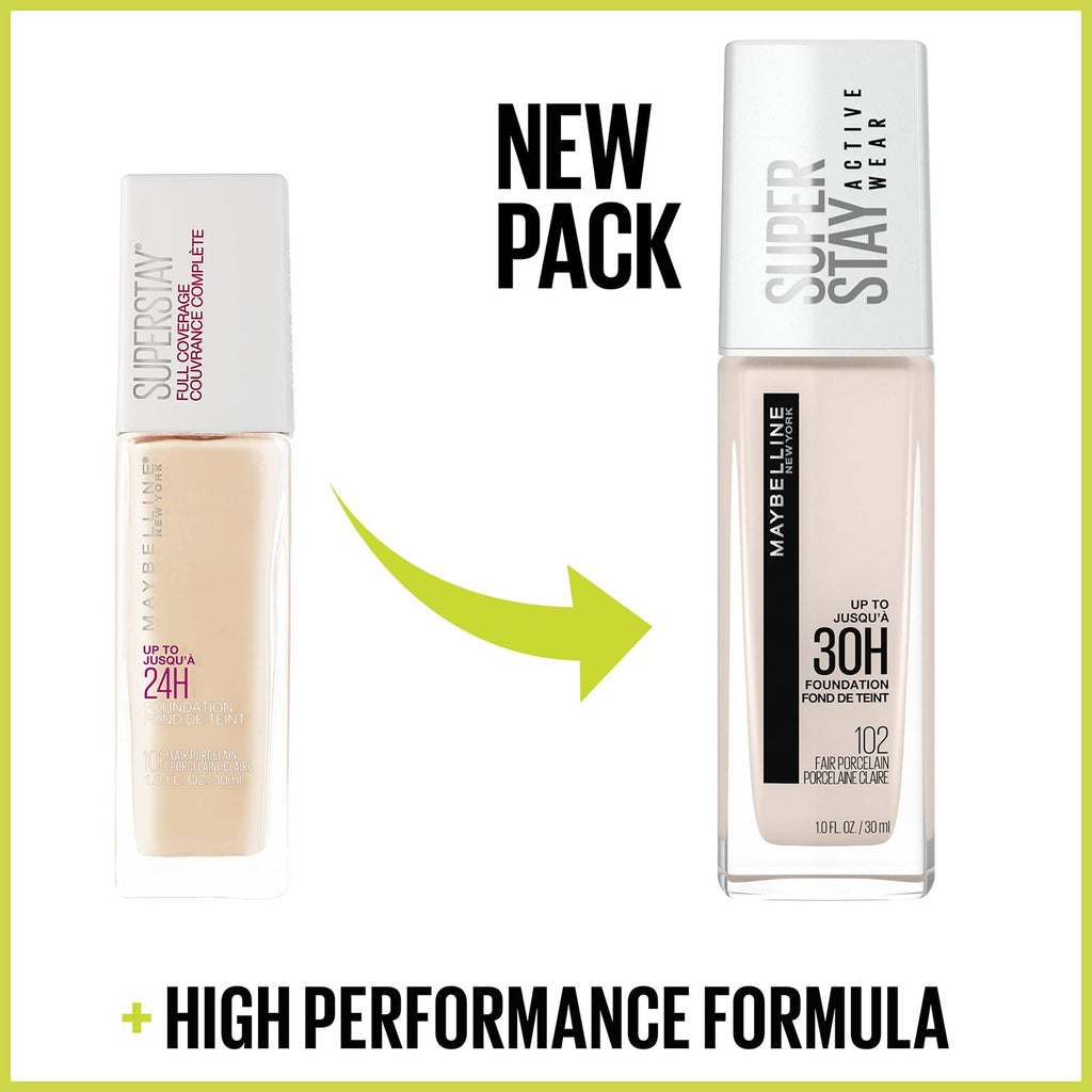 Maybelline Super Stay Full Coverage Liquid Foundation Active Wear Makeup, Up to
