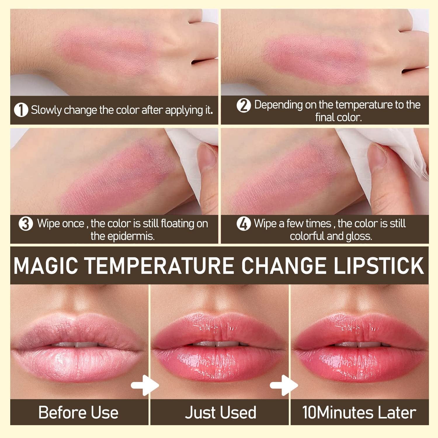 Flower Lip Balm - Color Changing Lipstick Jelly Lip Stain for Perfect Pink