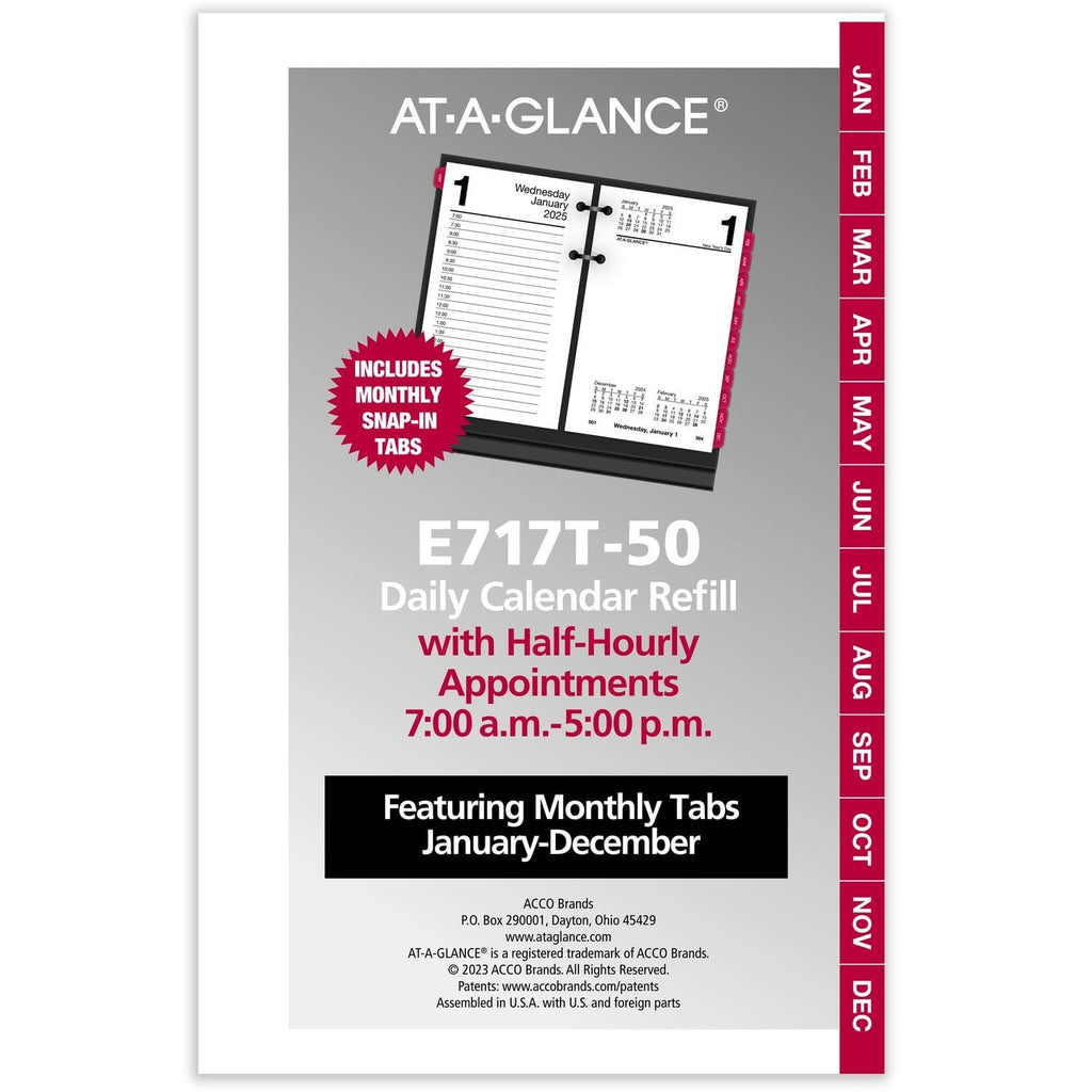 AT-A-GLANCE 2025 Desk Calendar Refill, Daily, 3-1/2" x 6", Standard, Loose-Leaf