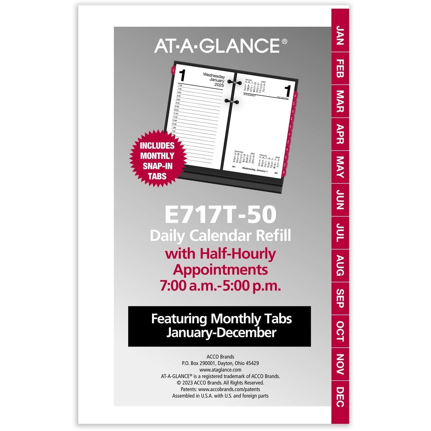 AT-A-GLANCE 2025 Desk Calendar Refill, Daily, 3-1/2" x 6", Standard, Loose-Leaf