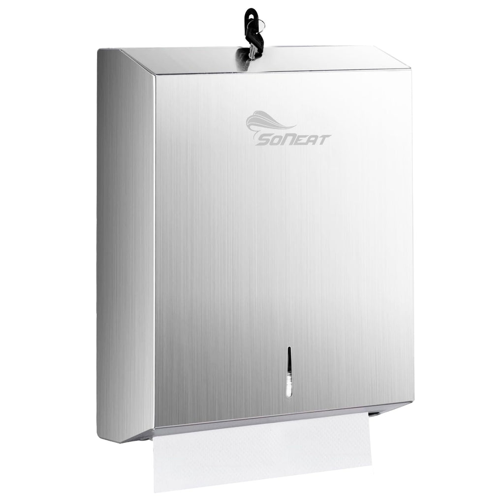 SoNeat Paper Towel Dispenser, Holds 500 Sheets of Multifold, C-Fold, Trifold