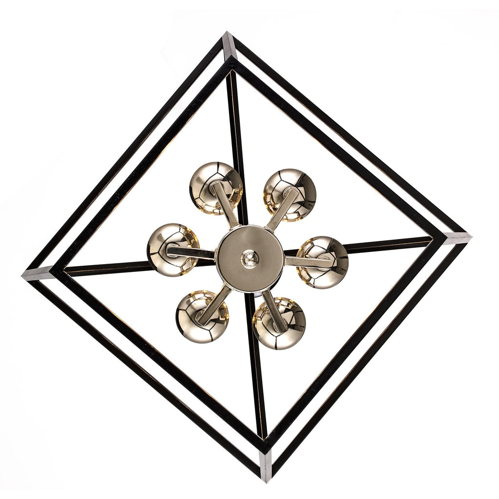 TRANS GLOBE Imports 10266 BK/BN Transitional Six Light Pendant in Black Finish,