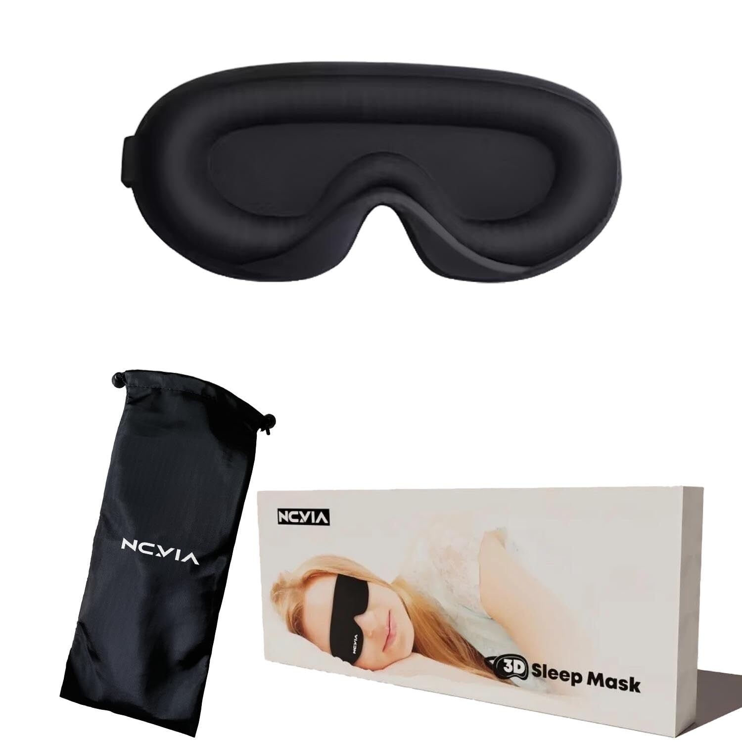NCVIA Sleep Eye Mask for Men Women, 3D Sleeping Mask with Adjustable Strap, Zero