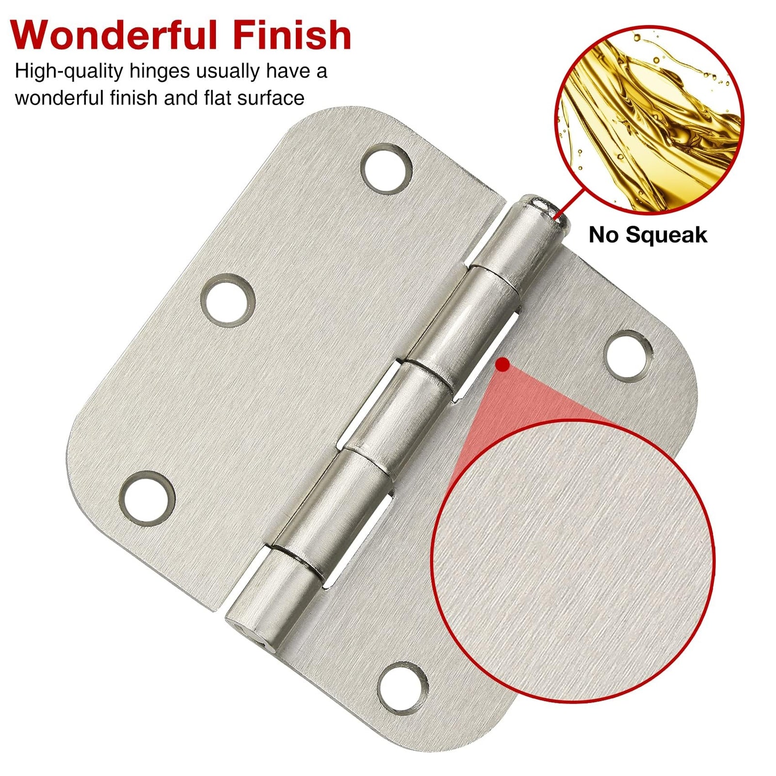 12 Pack Nickel Door Hinges Brushed Nickel Hinges for Doors 3 1/2 Interior Doo...