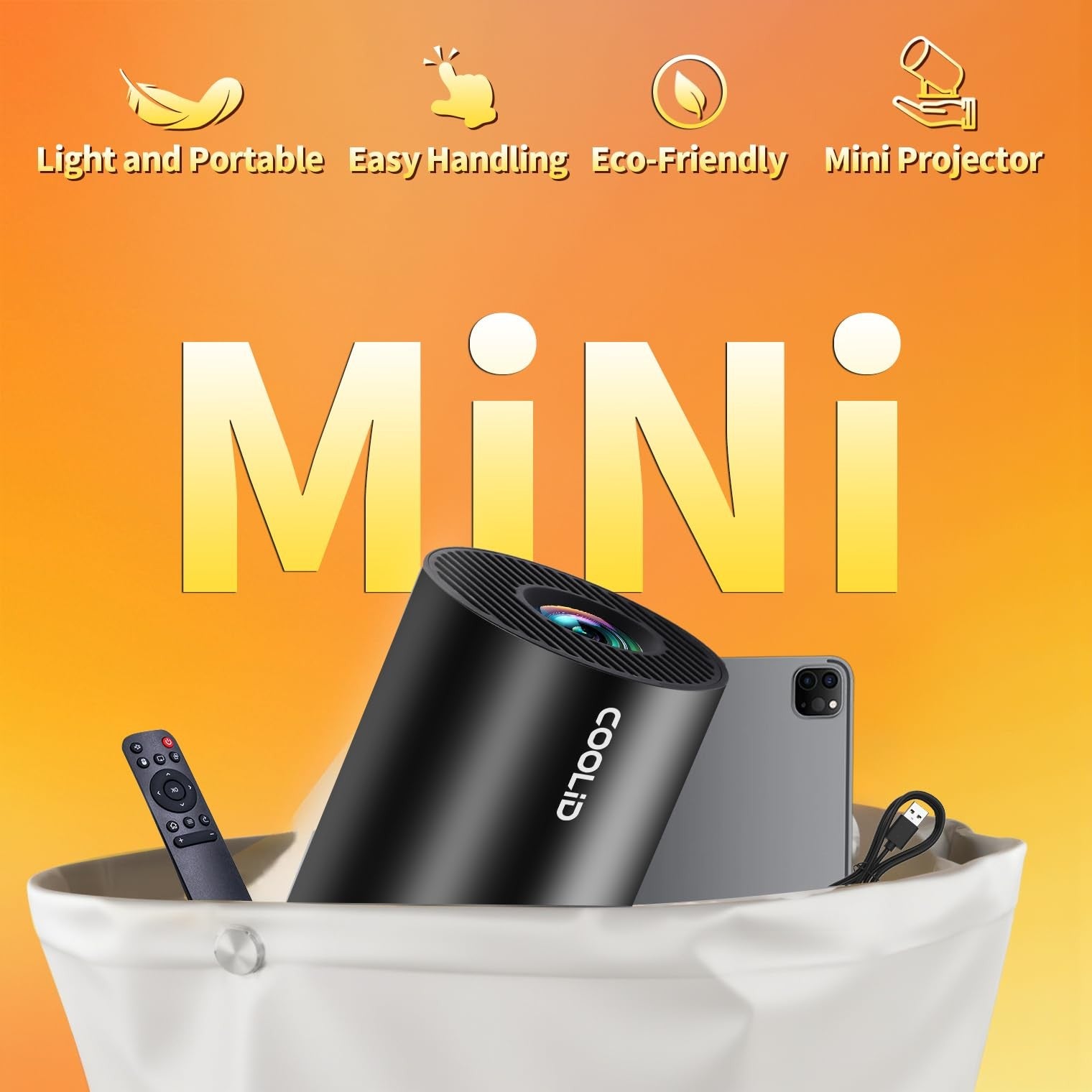 Mini Projector, Support 4K 1080P Portable Projector with Bidirectional WIFI6 5G