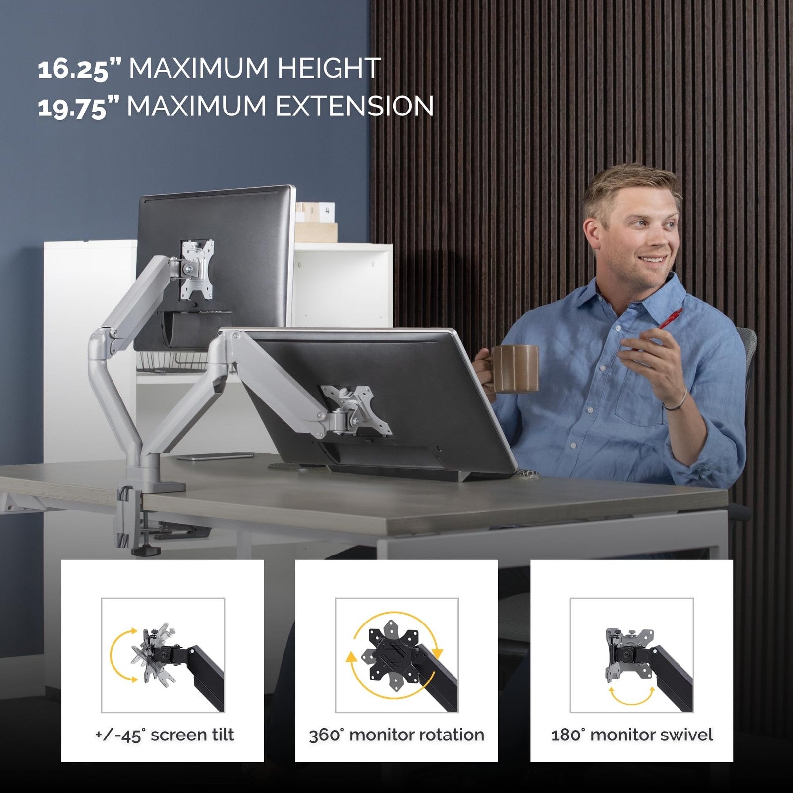 Fellowes Platinum Series Dual Monitor Arm for 40-Inch Monitors, Full Motion,