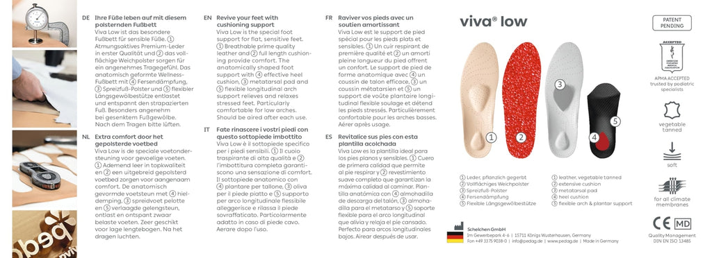 Pedag Viva Low | Low Arch Support | Handmade in Germany | Plantar Fasciitis