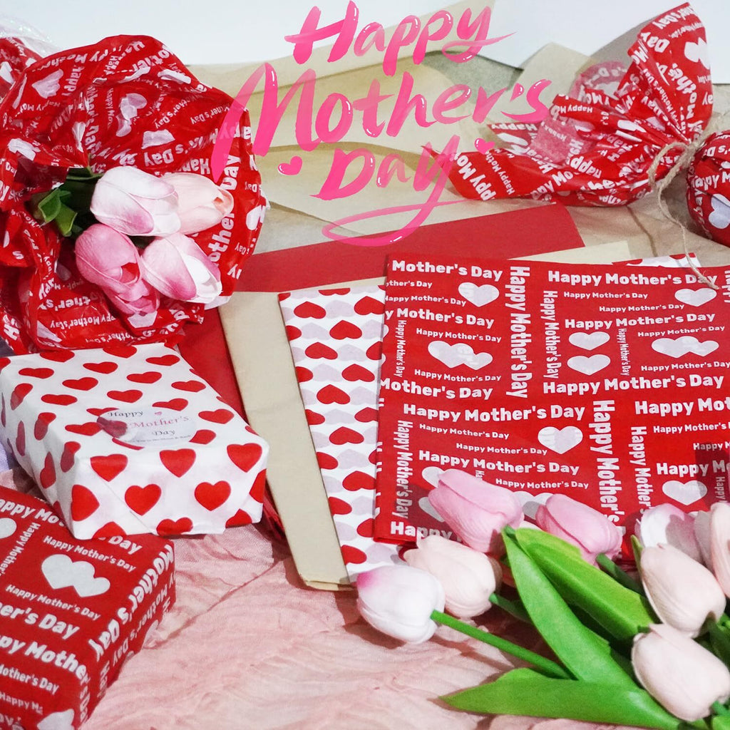 UAREBST 52 Sheets Red Happy Mother's Day Tissue Wrapping Paper Bulk for for Gift
