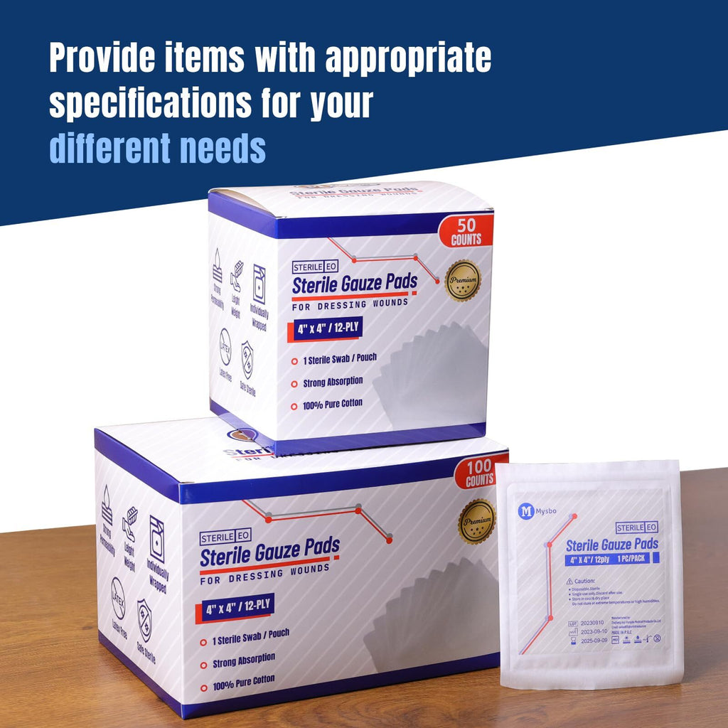 First Aid Sterile Woven Gauze Pads 4” x 4” for Wound Dressing|Pack of