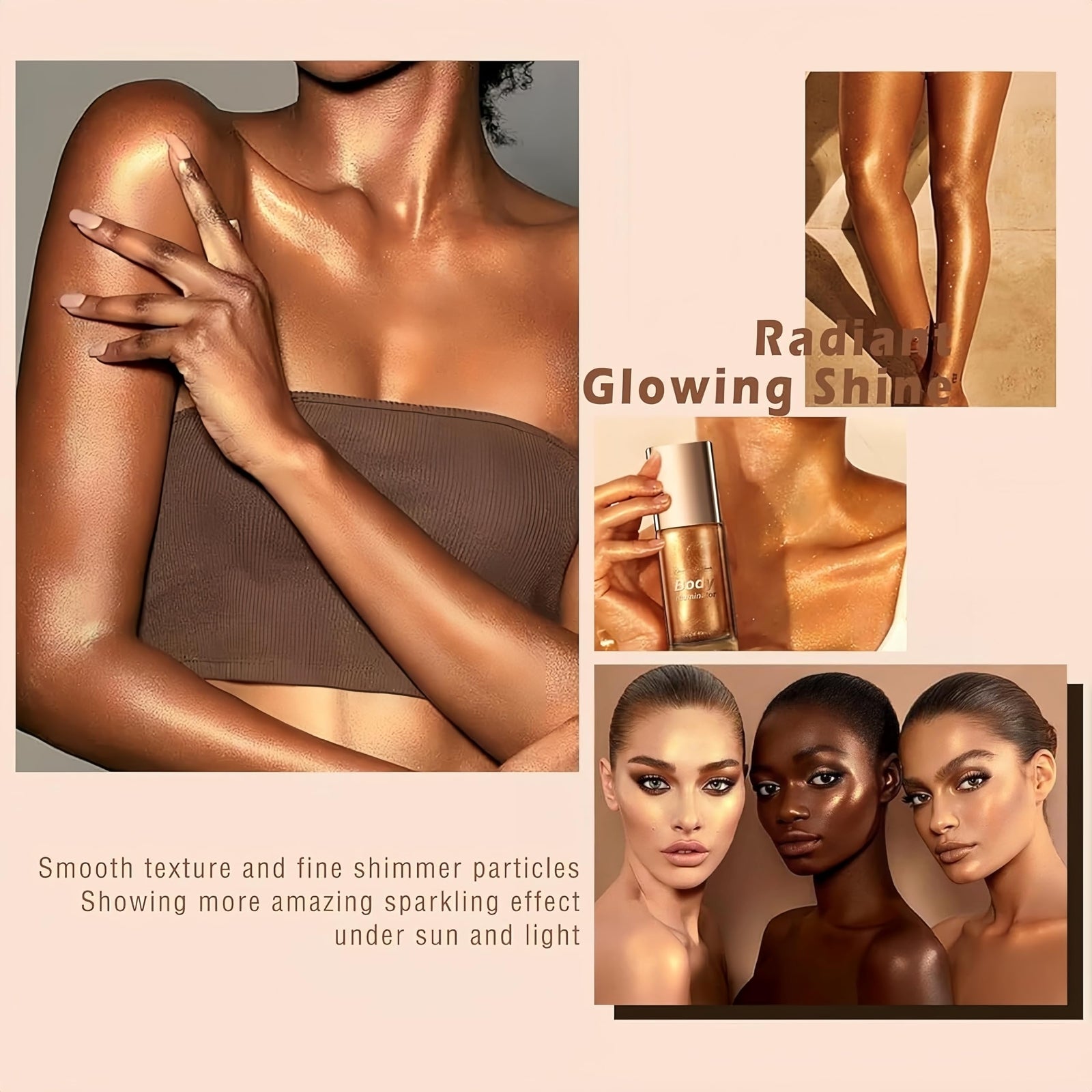 Melemando Moisturizing Body Luminizers 5 Colors Smooth and Shimmer Body Oil Long