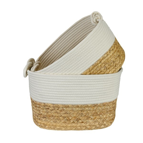 GNBI Infinity Knot Basket 2-Piece Set, Cream/Natural