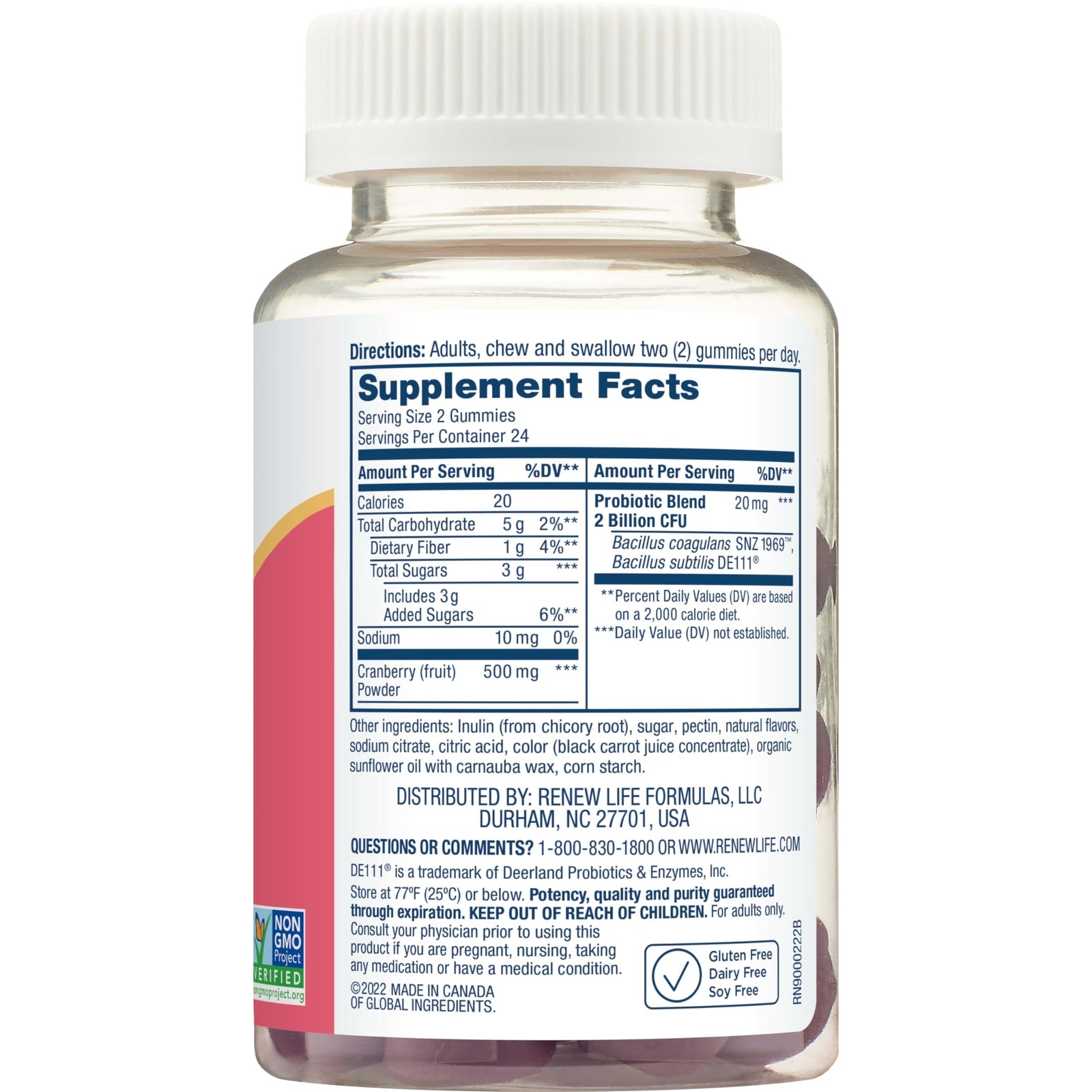 Renew Life Women's Wellness Probiotic Gummies, Probiotic Supplement for Urinary