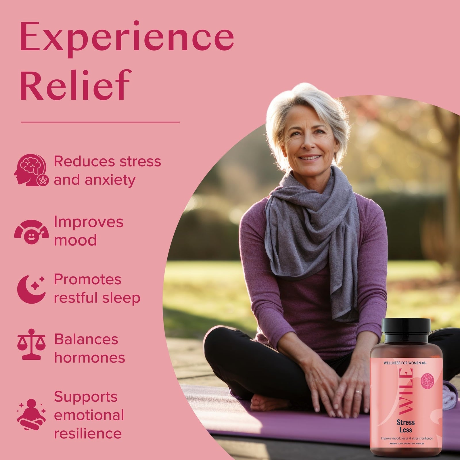 WILE Menopause & Perimenopause Supplements for Women with Ashwagandha - Stress