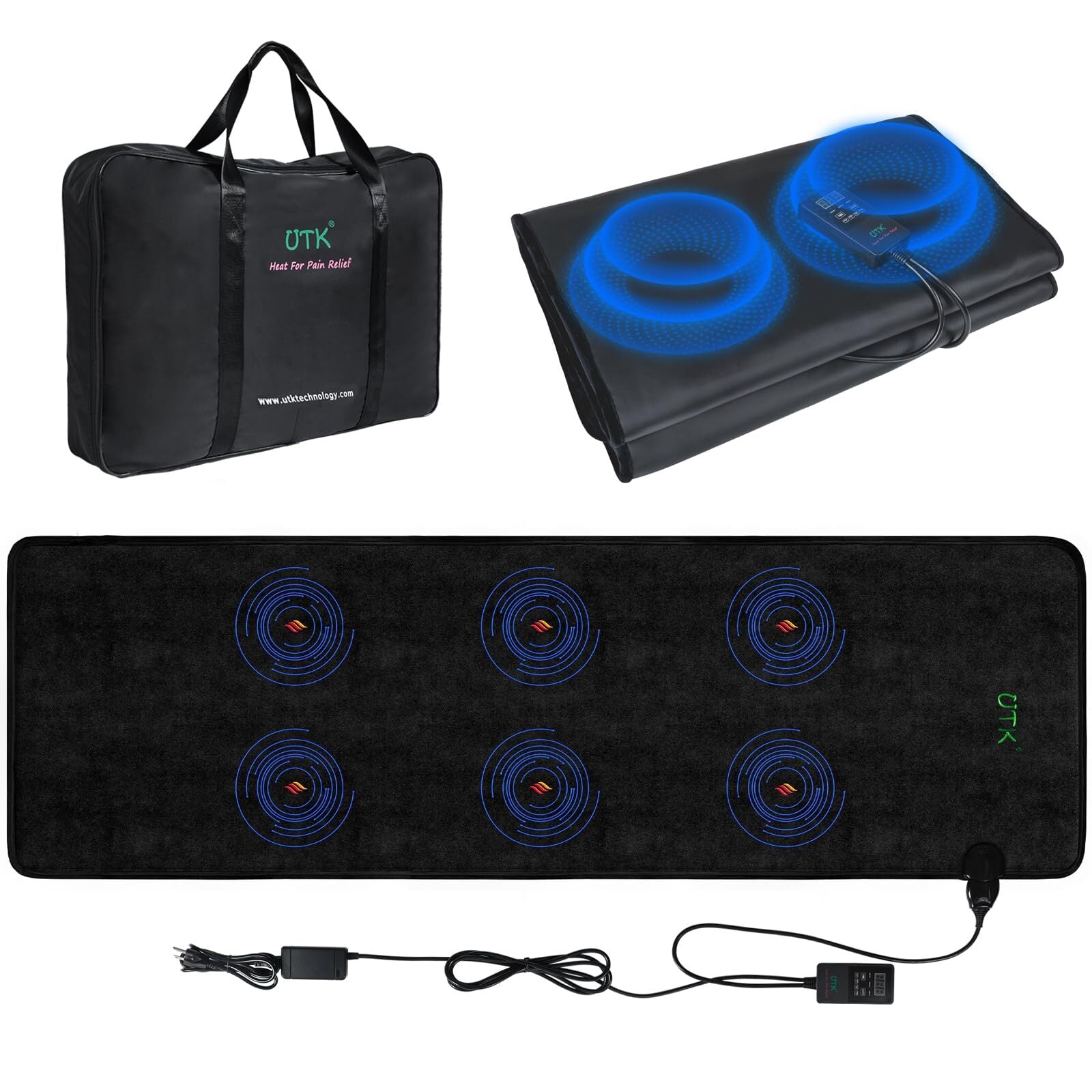 UTK Full Body Magnetic Therapy Mat Far Infrared Heating Pad for Pain Relief A...
