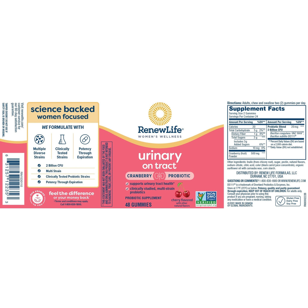 Renew Life Women's Wellness Probiotic Gummies, Probiotic Supplement for Urinary