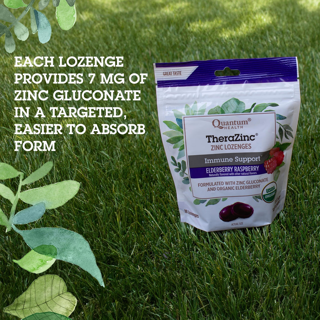 Quantum Health TheraZinc Organic Zinc Lozenges Elderberry Sambucus Raspberry &