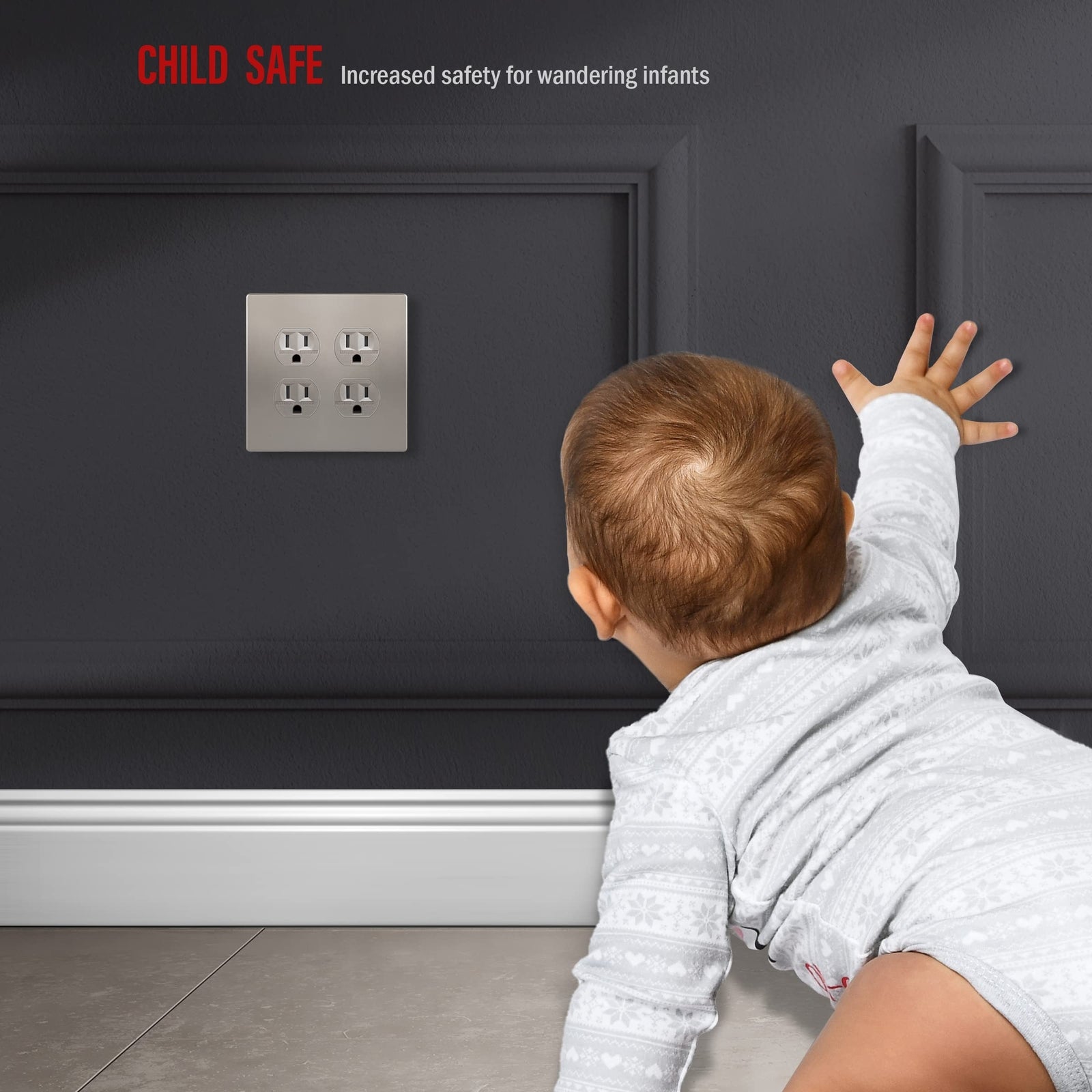ENERLITES Elite Series Duplex Outlet Receptacle Cover, Two Gang Screwless Wall