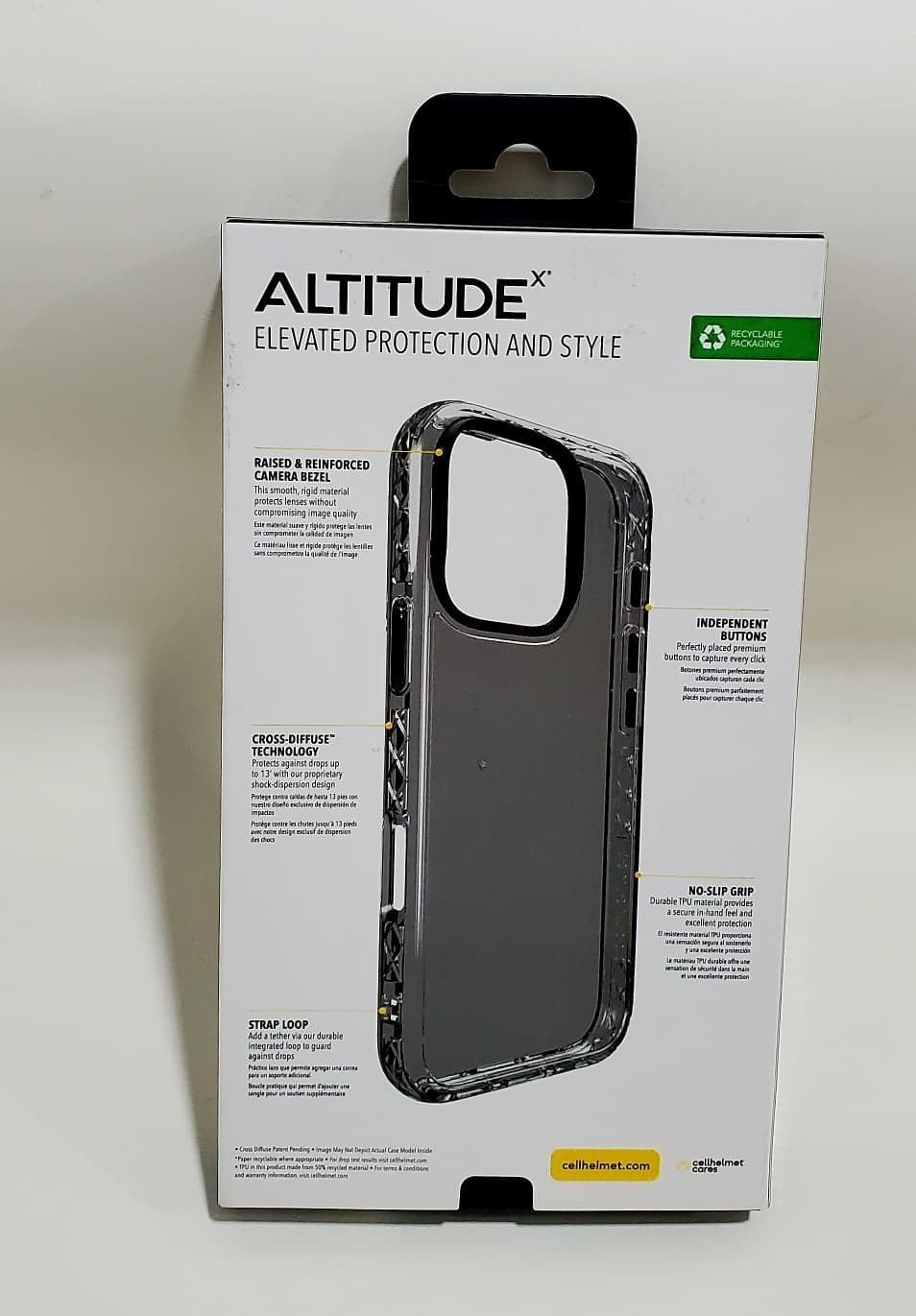 cellhelmet Altitude X iPhone 16 Pro Case Onyx Black Shock Drop Protection