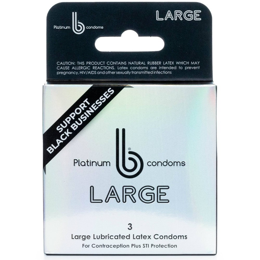 b condoms Platinum Thin Natural Latex Large Condoms for Men  3 Count - Extra