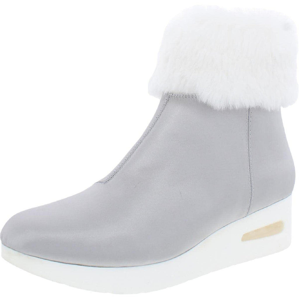 DKNY Women's Wedge Heel Ankle Boot, Silver/White ABRI, 5