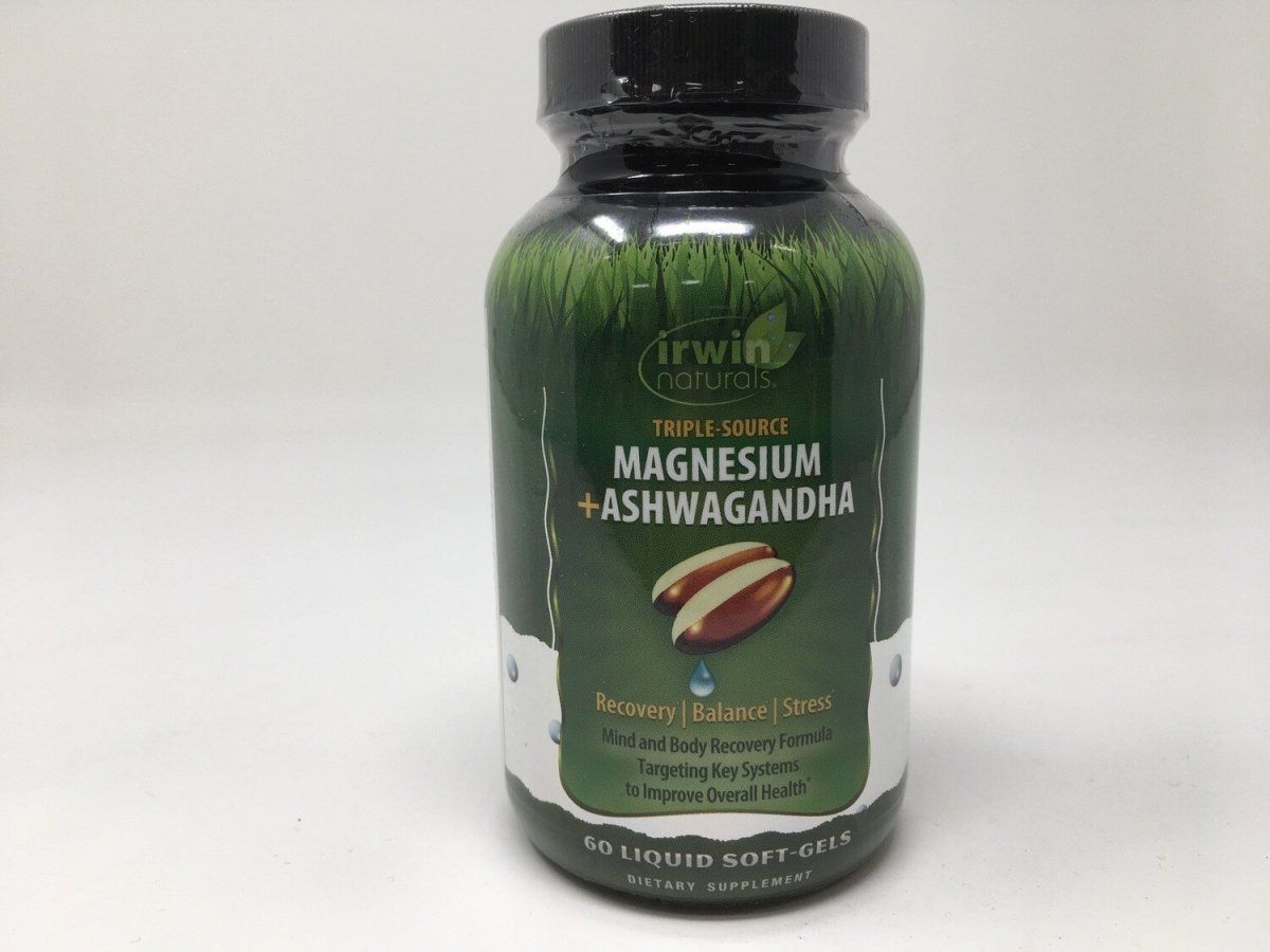 Irwin Naturals Triple Source Magnesium + Ashwagandha  60 Liquid Soft-Gels