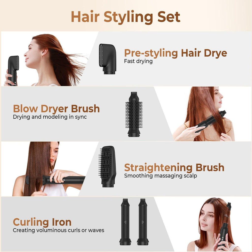 JINYAWA 5 in 1 Hot Air Styler 110000 RPM High-Speed Ionic Hair Dryer Brush Au...