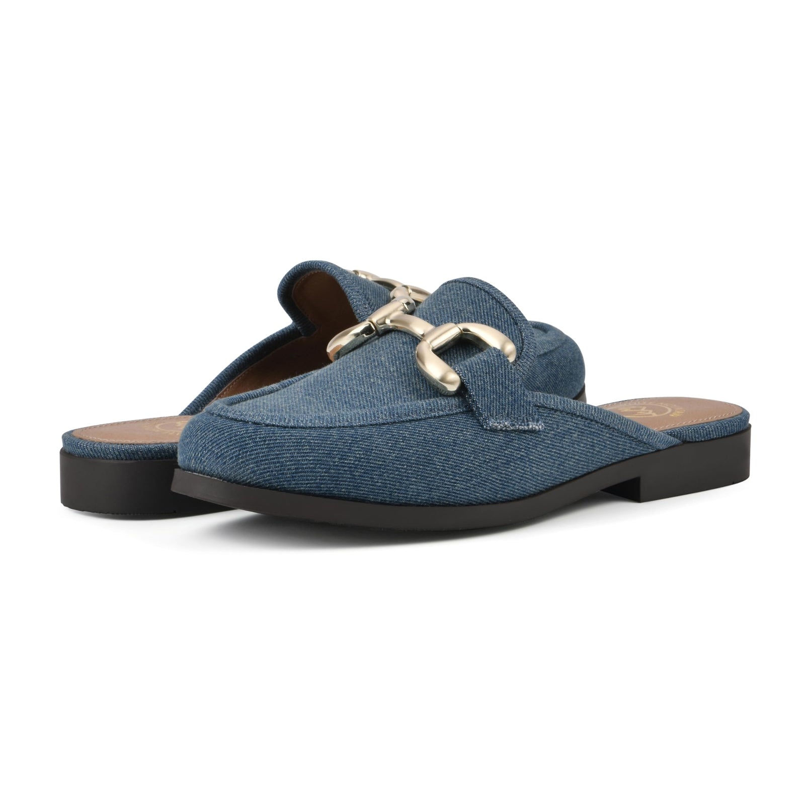 WHITE MOUNTAIN Women's Castor Moc Toe Mule, Vintage.Blue/Fabric, 7.5 M