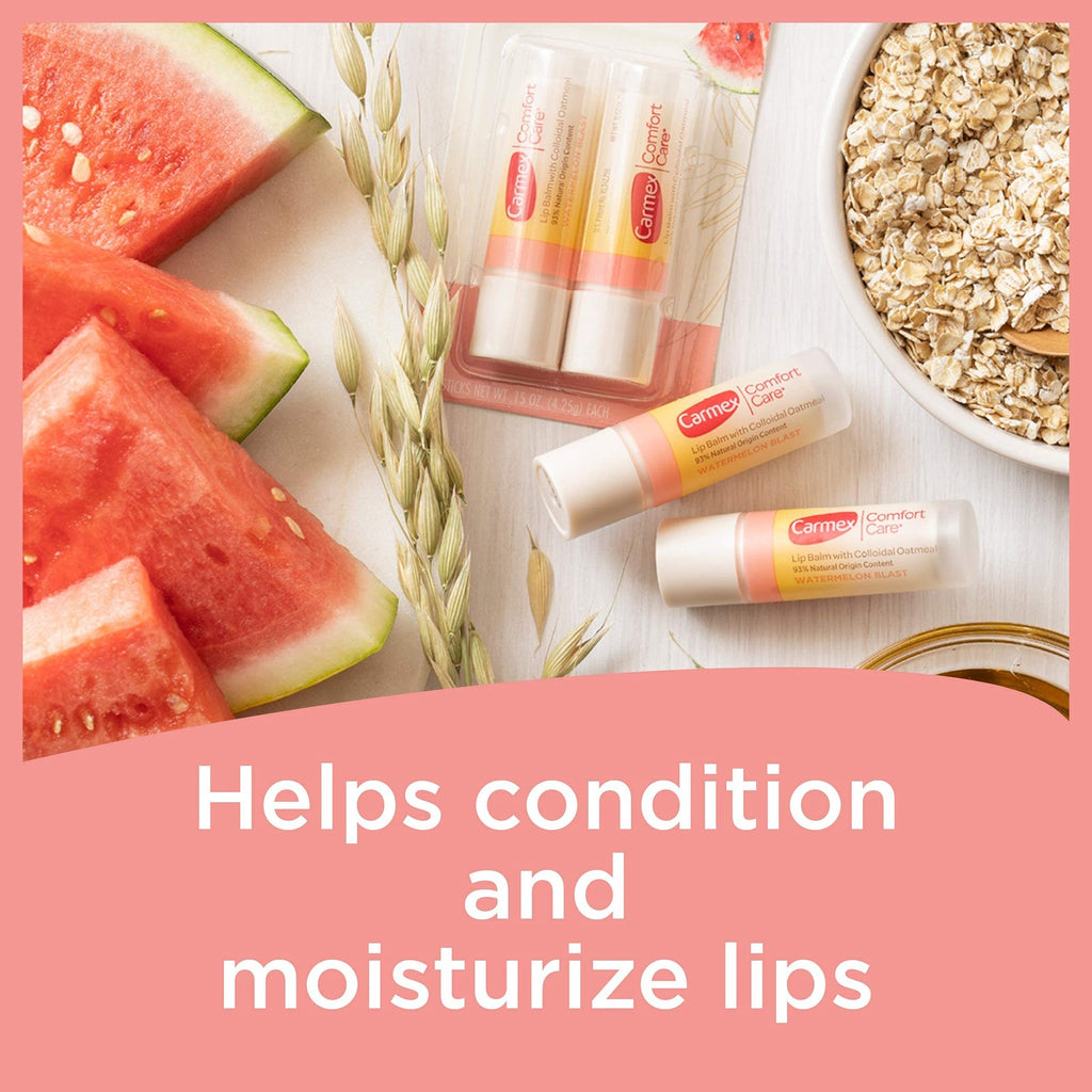 Carmex Comfort Care Lip Balm Stick with Colloidal Oatmeal in Watermelon Blast -