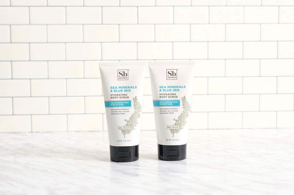 Soapbox Gentle Exfoliating Body Scrub ? Sea Minerals & Blue Iris ? 6oz ?