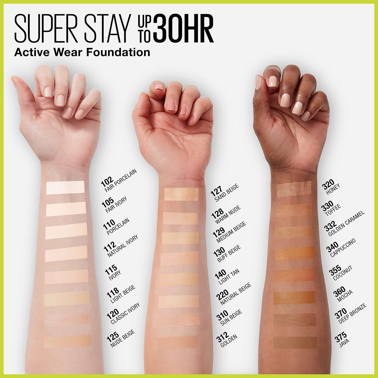 Maybelline Super Stay Full Coverage Liquid Foundation Active Wear Makeup, Up to