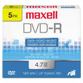 Maxell 638002 DVD-R Discs, 4.7GB, 16x, w/Jewel Cases, Gold, 5/Pack