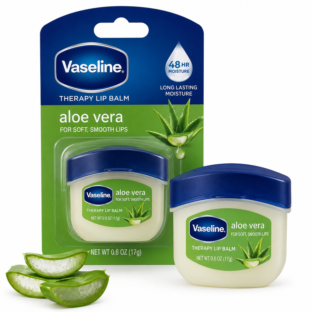 Vaseline Therapy Lip Balm, Aloe Vera 0.6 oz (Pack of 1)