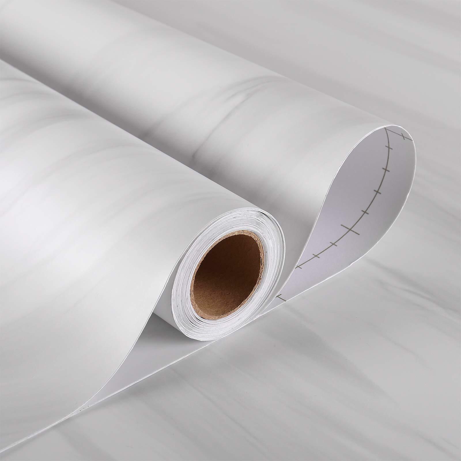 Stickyart 24"x160" White Peel and Stick Marble Countertops for Kitchen