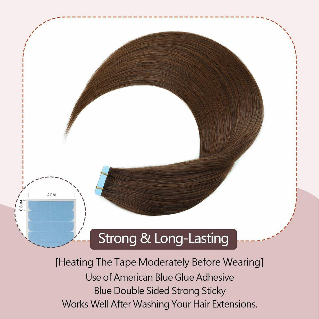 Sunya Tape in Hair Extensions 16 inches Silky Straight Remy Human Hair Seamle...