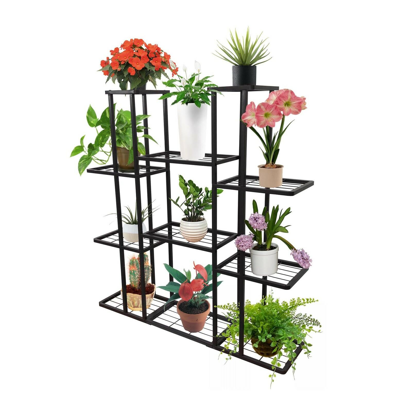 MTB Garden 4 Tier 11 Potted Metal Large Plant Stand for Indoor Outdoor Flower