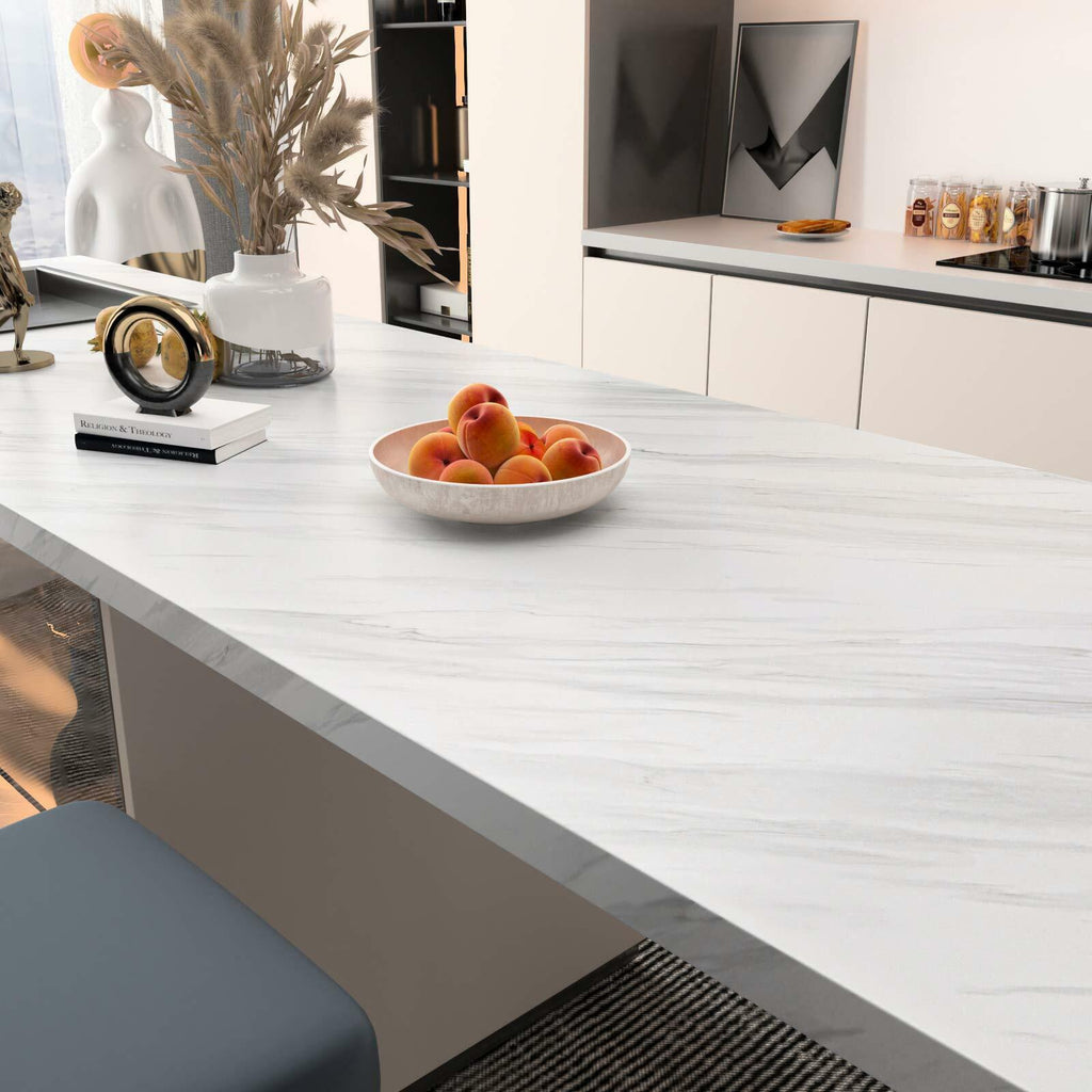 Stickyart 24"x160" White Peel and Stick Marble Countertops for Kitchen