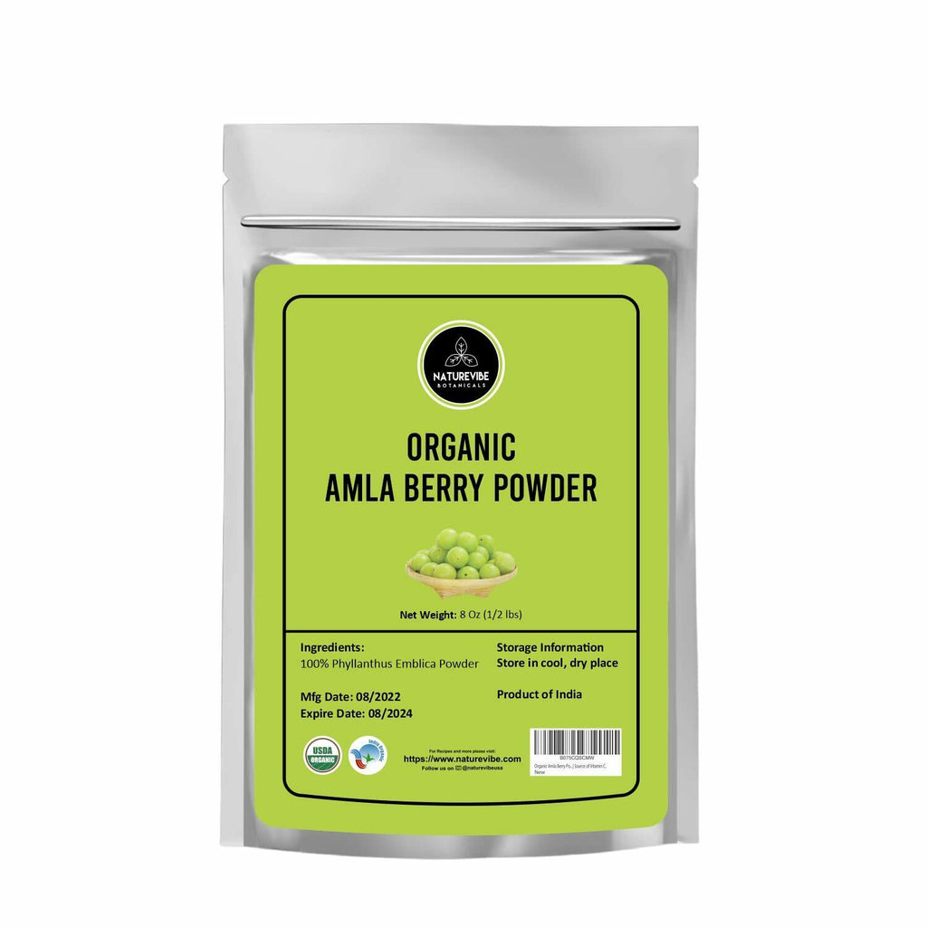 Organic Amla Berry Powder, 8 ounce by Naturevibe Botanicals - Organic