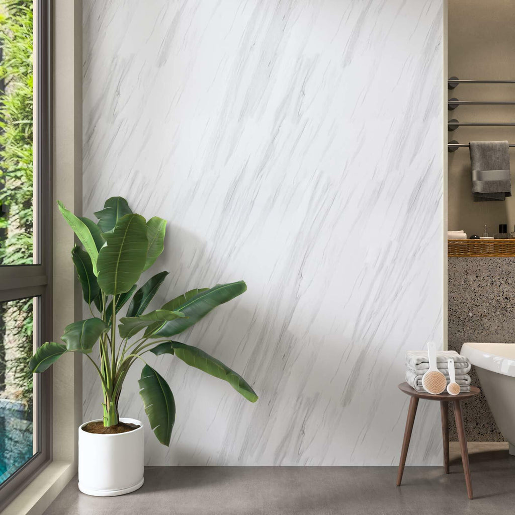 Stickyart 24"x160" White Peel and Stick Marble Countertops for Kitchen