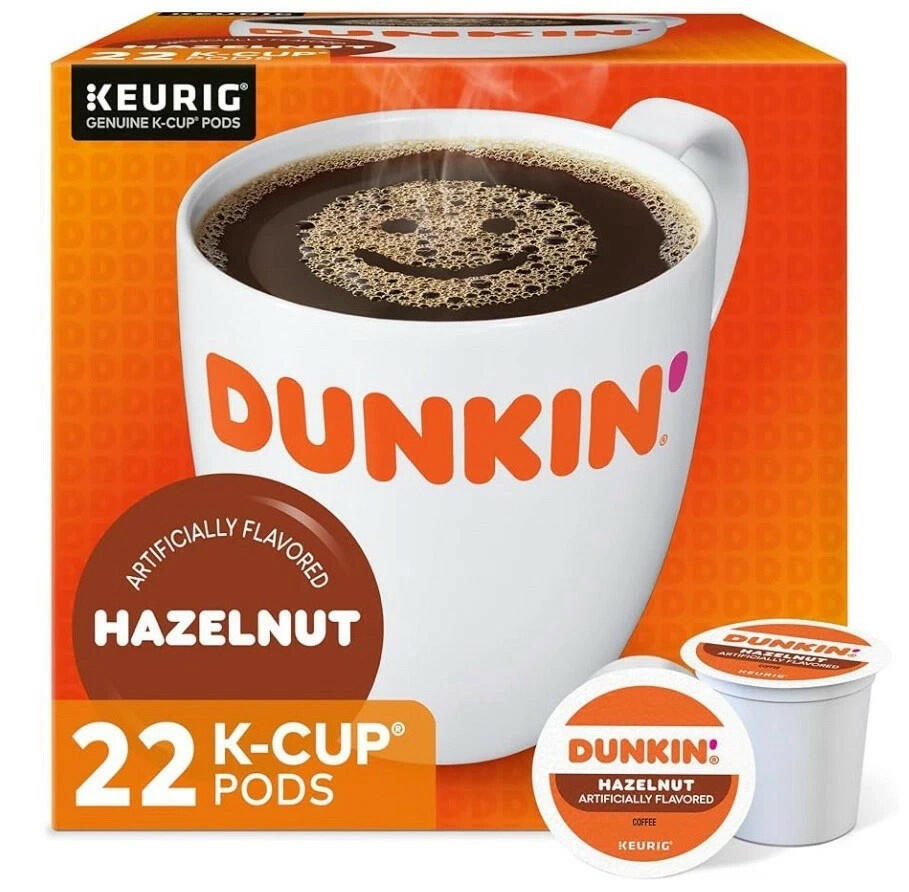 Dunkin' Hazelnut Flavored Coffee, 22 Keurig K-Cup Pods