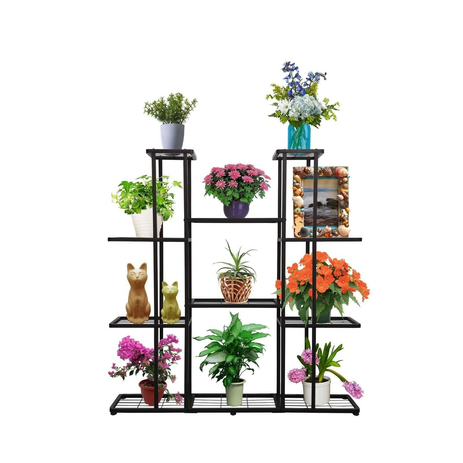 MTB Garden 4 Tier 11 Potted Metal Large Plant Stand for Indoor Outdoor Flower