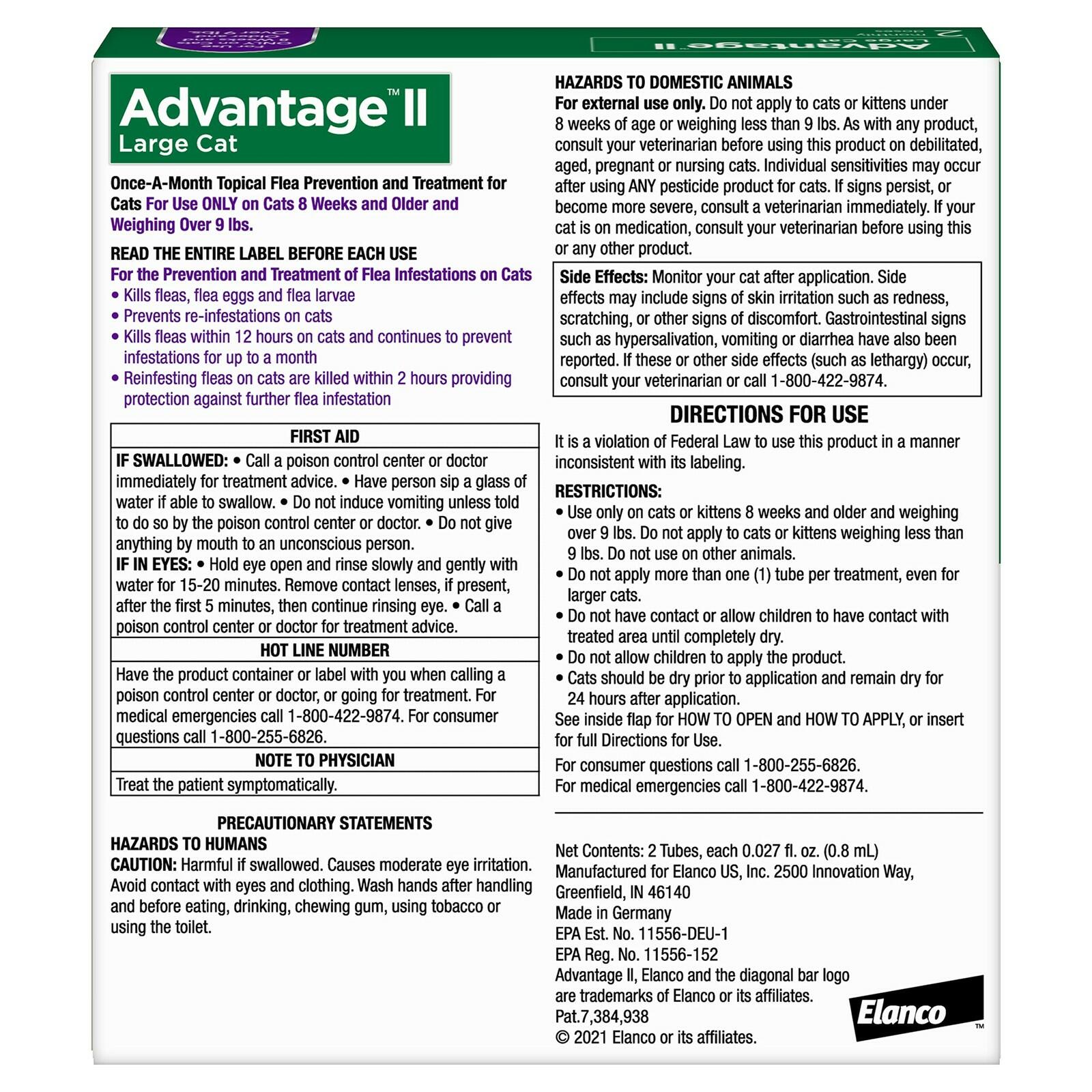 Advantage II Large Cat Vet-Recommended Flea Treatment & Prevention | Cats Over 9