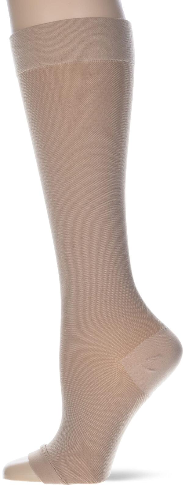 Truform Below Knee Open Toe Compression Stockings, Beige, Medium